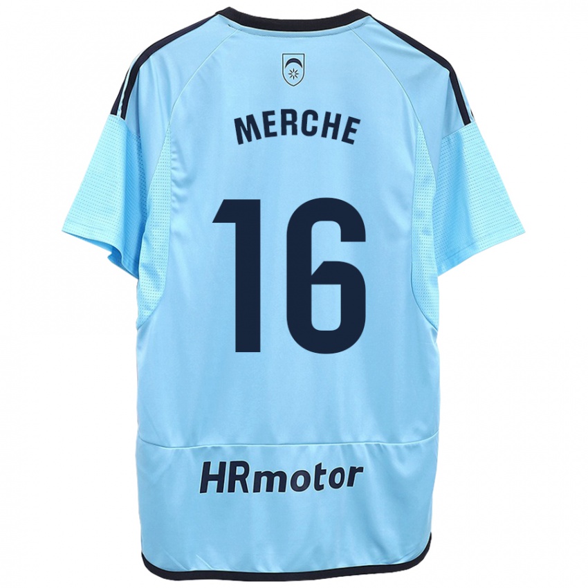 Hombre Camiseta Merche Izal García #16 Azul 2ª Equipación 2023/24 La Camisa Chile