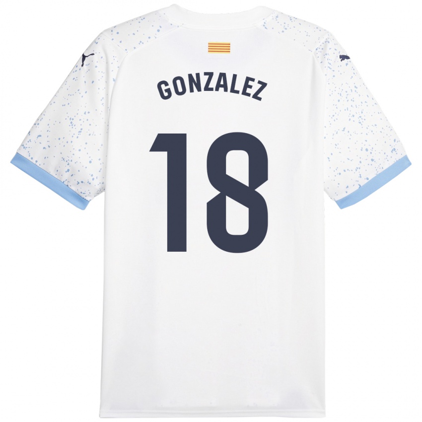 Hombre Camiseta Gerard Gonzalez #18 Blanco 2ª Equipación 2023/24 La Camisa Chile