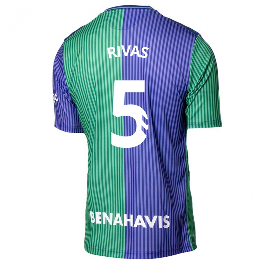 Hombre Camiseta Juande Rivas #5 Verde Azul 2ª Equipación 2023/24 La Camisa Chile