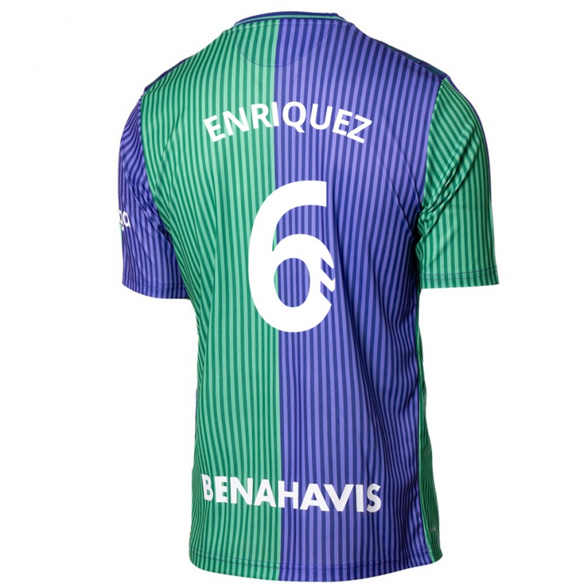 Hombre Camiseta Ramón Enríquez #6 Verde Azul 2ª Equipación 2023/24 La Camisa Chile