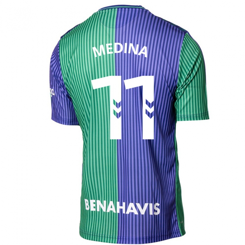 Hombre Camiseta Kevin Medina #11 Verde Azul 2ª Equipación 2023/24 La Camisa Chile