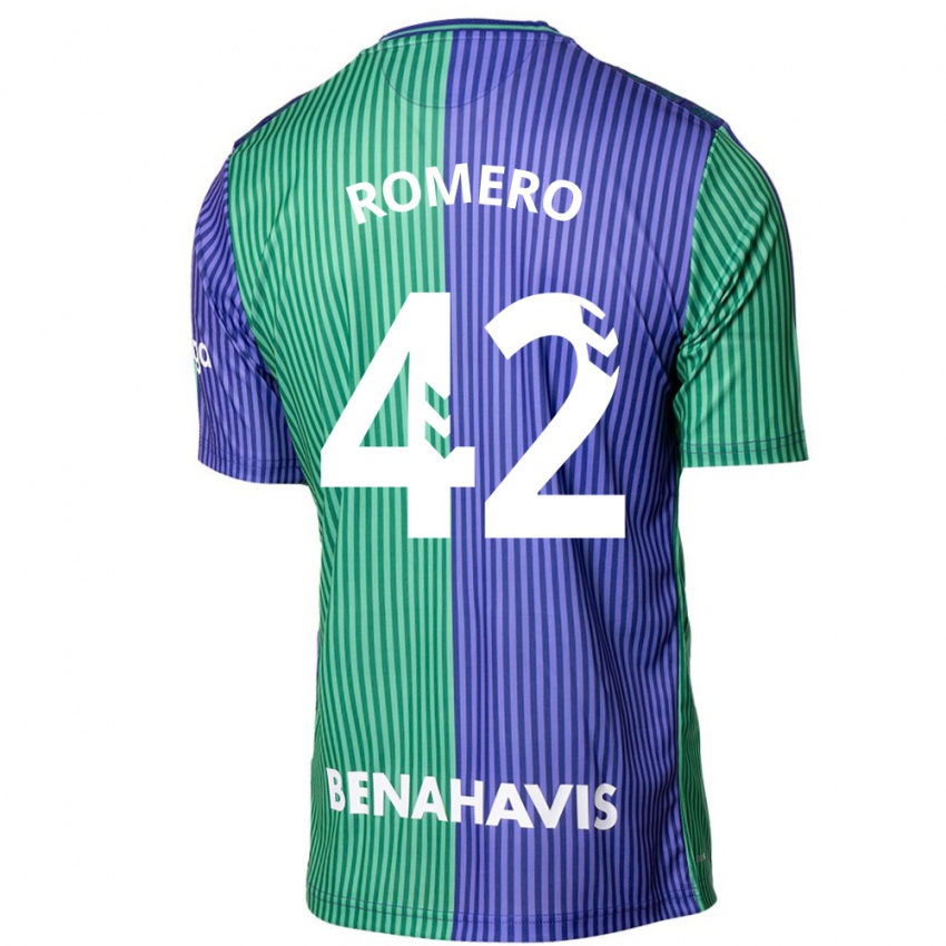 Hombre Camiseta Andrea Romero #42 Verde Azul 2ª Equipación 2023/24 La Camisa Chile