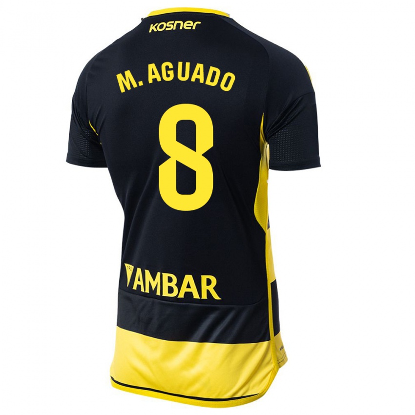 Hombre Camiseta Marc Aguado #8 Negro Amarillo 2ª Equipación 2023/24 La Camisa Chile