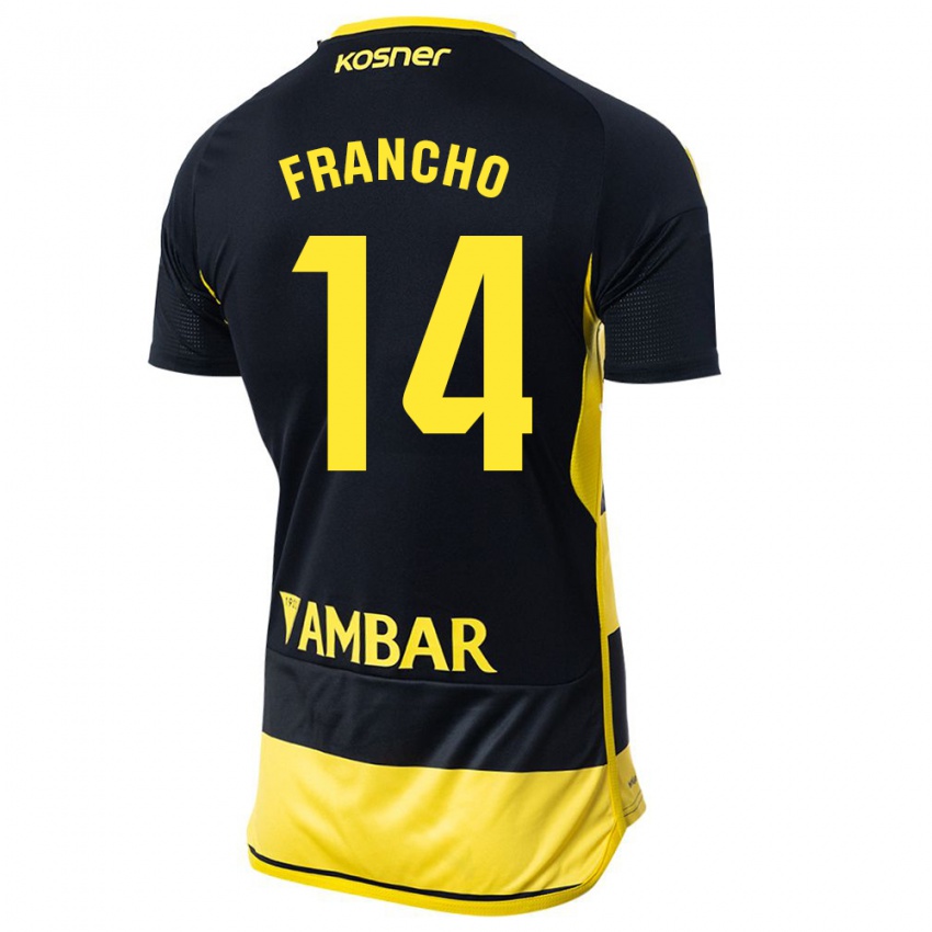 Hombre Camiseta Francho Serrano #14 Negro Amarillo 2ª Equipación 2023/24 La Camisa Chile