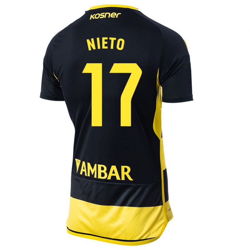 Hombre Camiseta Carlos Nieto #17 Negro Amarillo 2ª Equipación 2023/24 La Camisa Chile