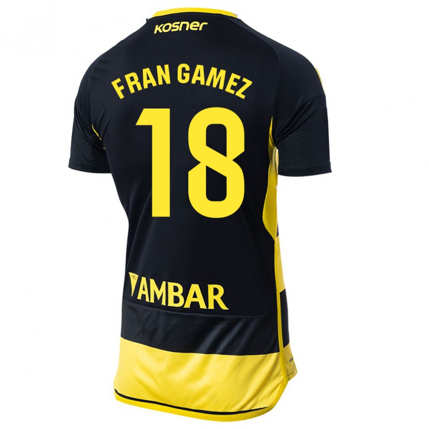 Hombre Camiseta Fran Gámez #18 Negro Amarillo 2ª Equipación 2023/24 La Camisa Chile