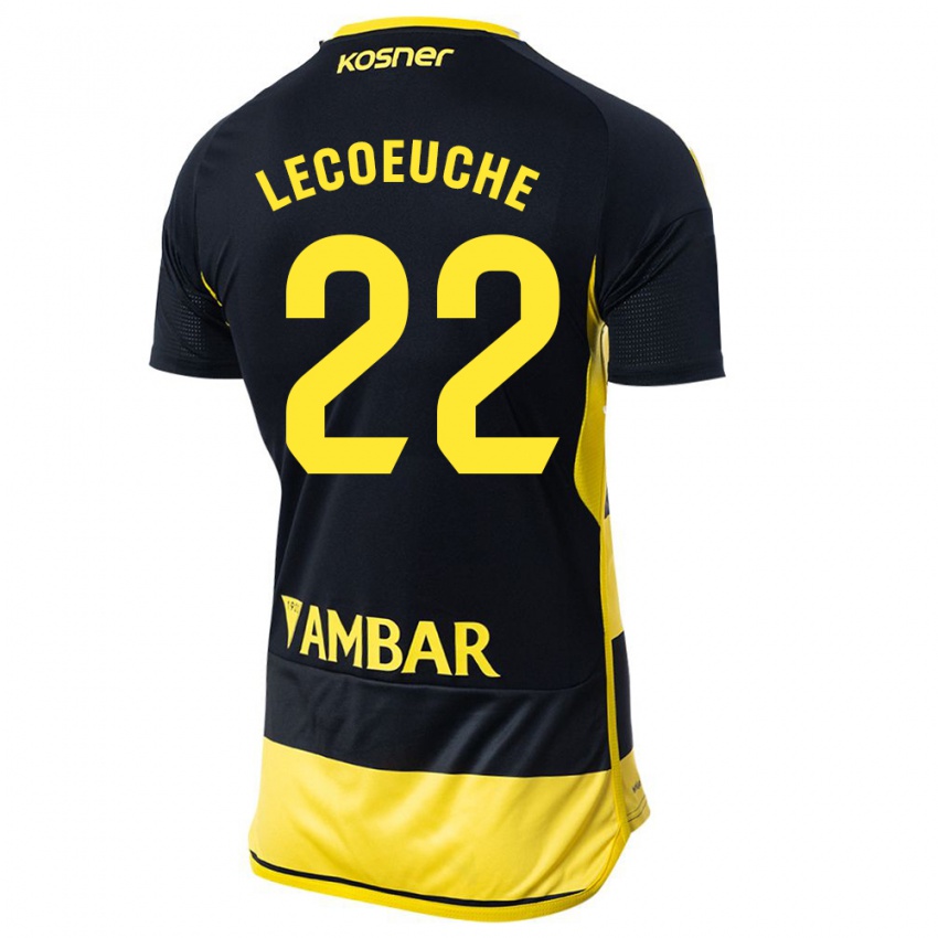 Hombre Camiseta Quentin Lecoeuche #22 Negro Amarillo 2ª Equipación 2023/24 La Camisa Chile