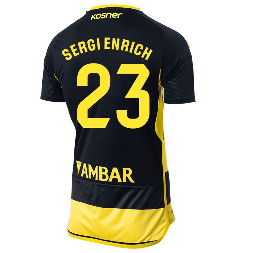 Hombre Camiseta Sergi Enrich #23 Negro Amarillo 2ª Equipación 2023/24 La Camisa Chile