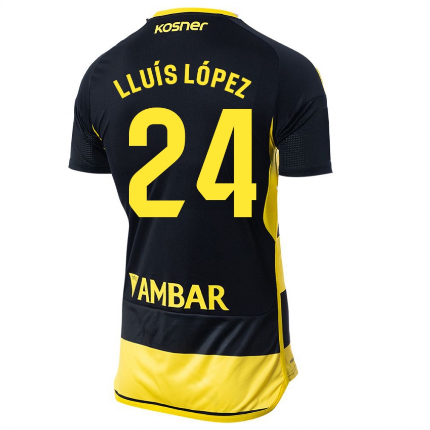 Hombre Camiseta Lluís López #24 Negro Amarillo 2ª Equipación 2023/24 La Camisa Chile