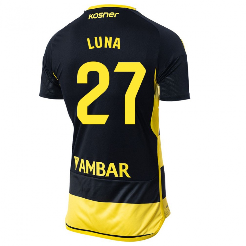 Hombre Camiseta Marcos Luna #27 Negro Amarillo 2ª Equipación 2023/24 La Camisa Chile