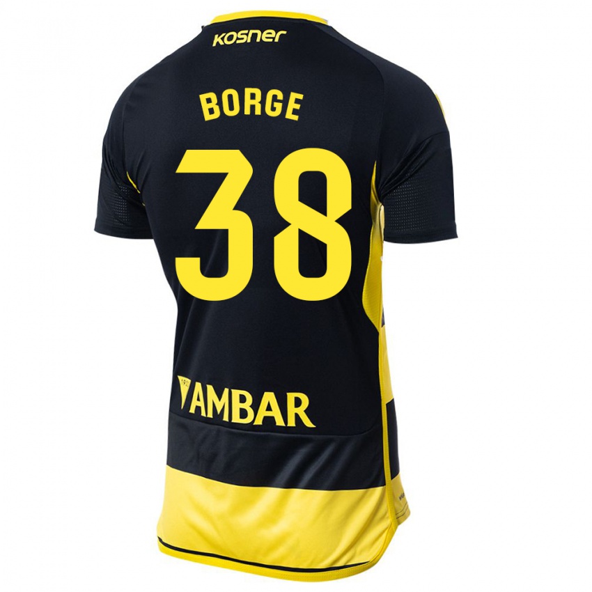 Hombre Camiseta Andrés Borge #38 Negro Amarillo 2ª Equipación 2023/24 La Camisa Chile