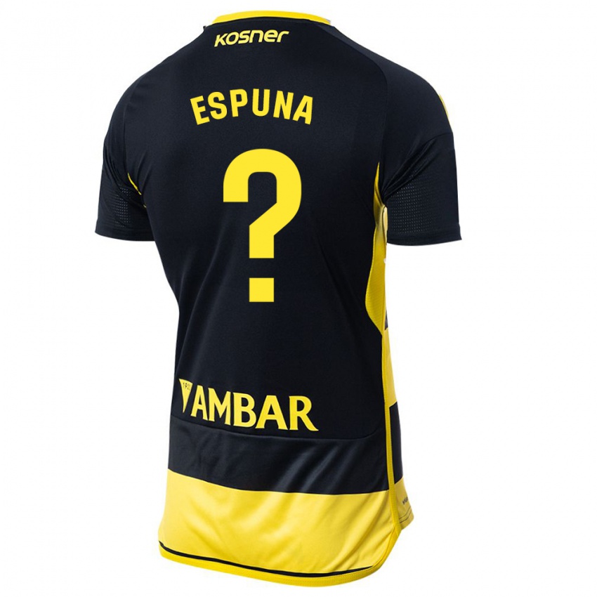 Hombre Camiseta Nico Espuña #0 Negro Amarillo 2ª Equipación 2023/24 La Camisa Chile