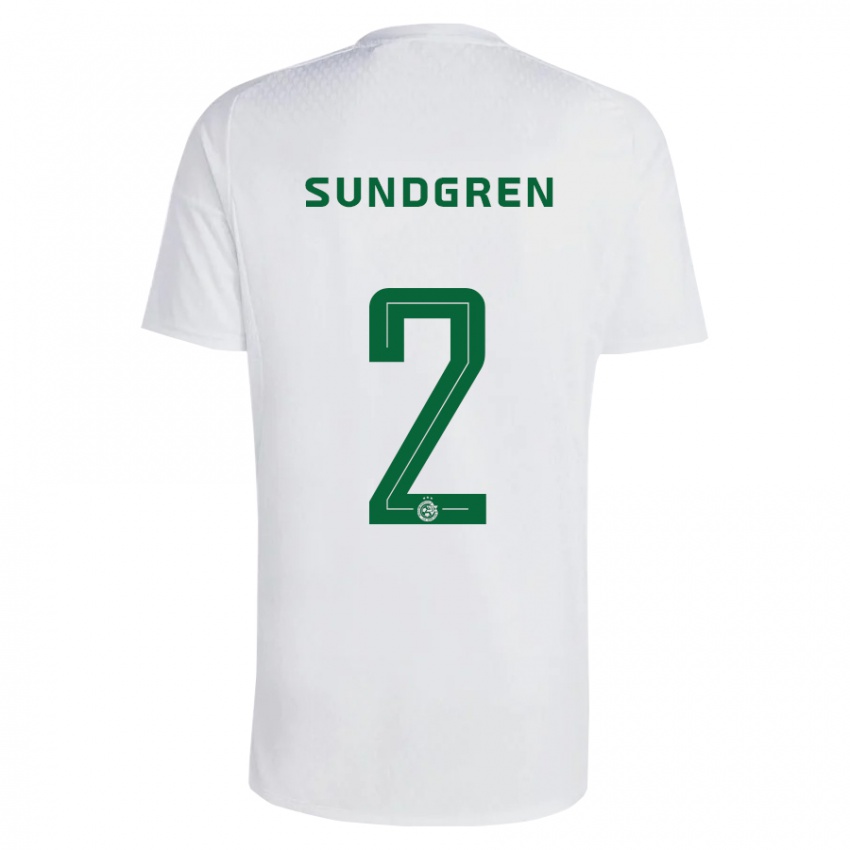 Hombre Camiseta Daniel Sundgren #2 Verde Azul 2ª Equipación 2023/24 La Camisa Chile