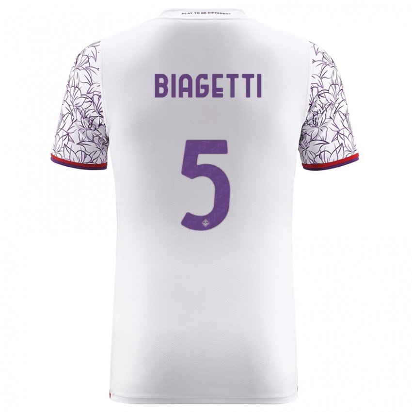 Hombre Camiseta Christian Biagetti #5 Blanco 2ª Equipación 2023/24 La Camisa Chile
