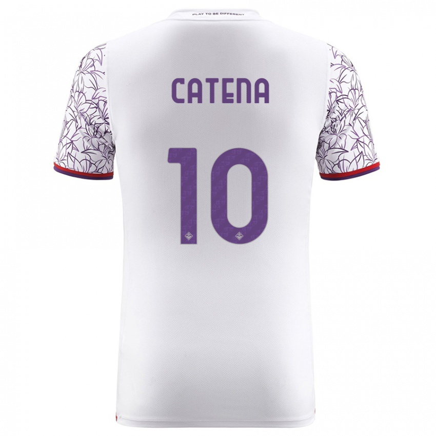 Hombre Camiseta Michaela Catena #10 Blanco 2ª Equipación 2023/24 La Camisa Chile