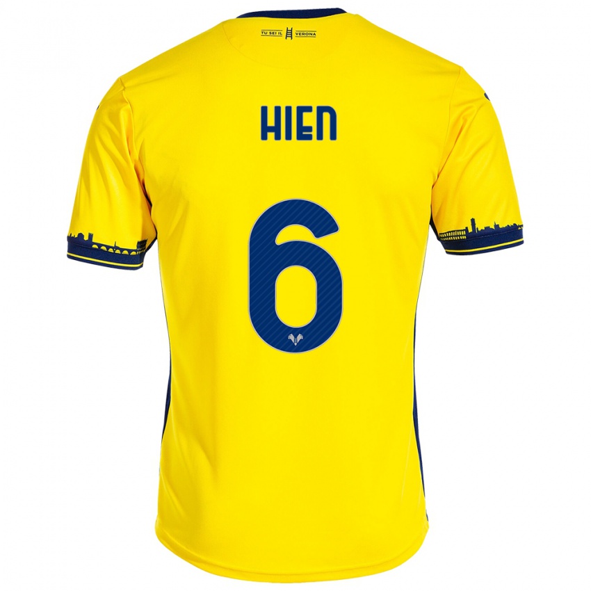 Hombre Camiseta Isak Hien #6 Amarillo 2ª Equipación 2023/24 La Camisa Chile