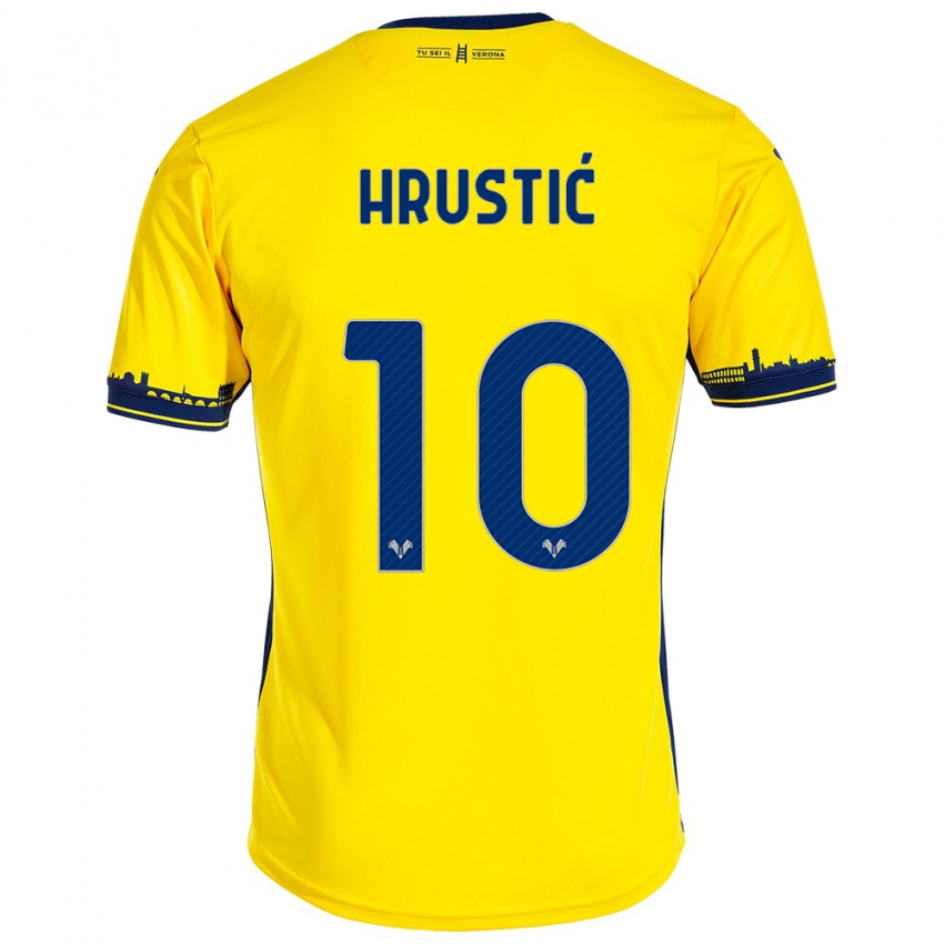 Hombre Camiseta Ajdin Hrustic #10 Amarillo 2ª Equipación 2023/24 La Camisa Chile