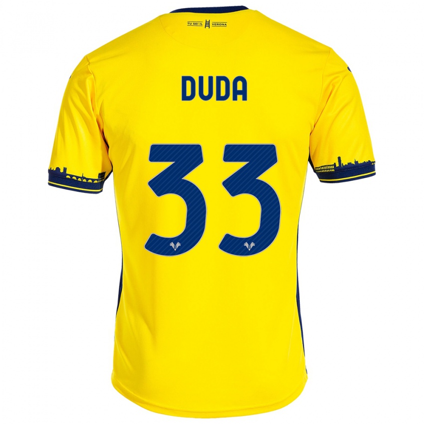 Hombre Camiseta Ondrej Duda #33 Amarillo 2ª Equipación 2023/24 La Camisa Chile