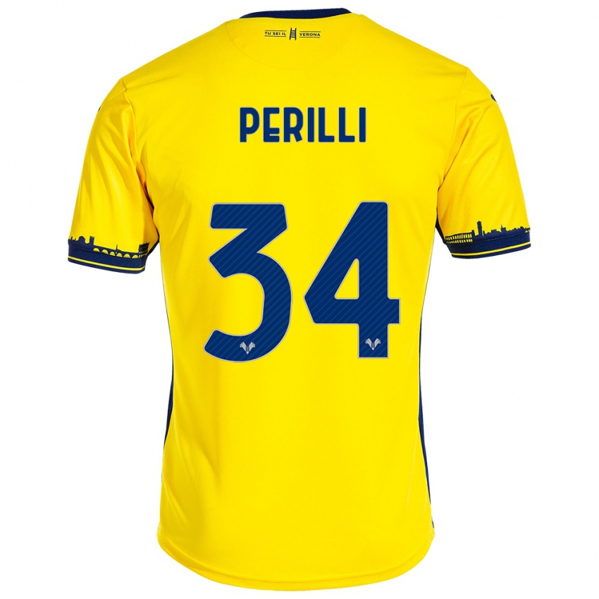 Hombre Camiseta Simone Perilli #34 Amarillo 2ª Equipación 2023/24 La Camisa Chile