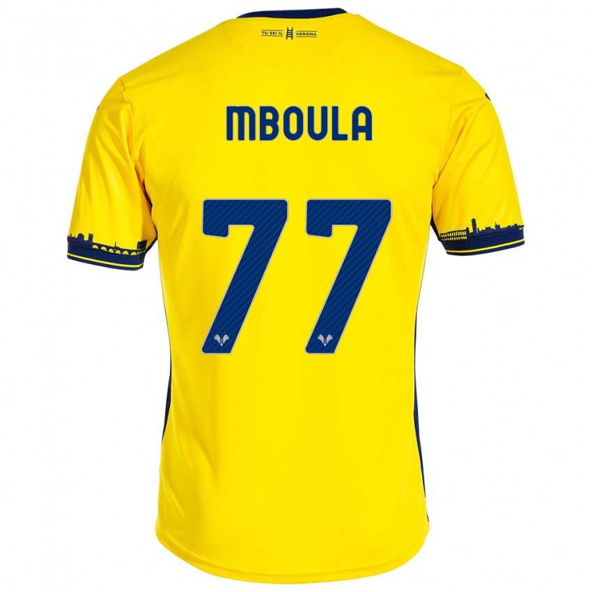 Hombre Camiseta Jordi Mboula #77 Amarillo 2ª Equipación 2023/24 La Camisa Chile