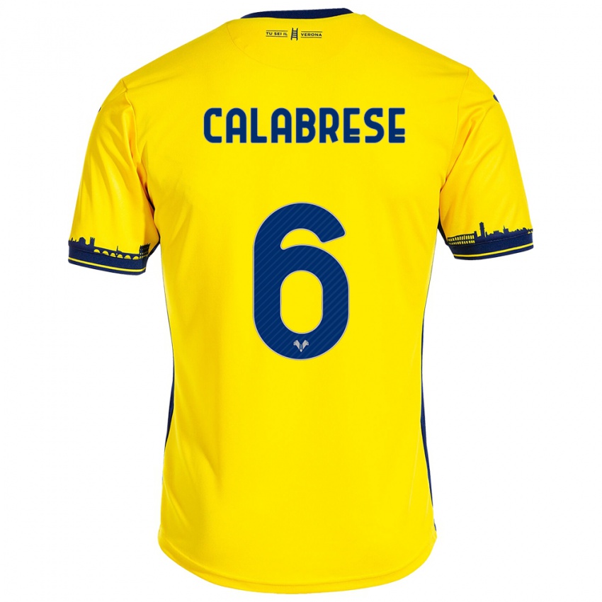 Hombre Camiseta Nicolò Calabrese #6 Amarillo 2ª Equipación 2023/24 La Camisa Chile