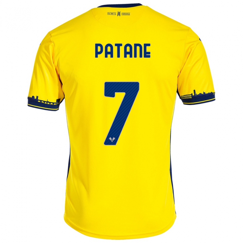 Hombre Camiseta Nicola Patanè #7 Amarillo 2ª Equipación 2023/24 La Camisa Chile