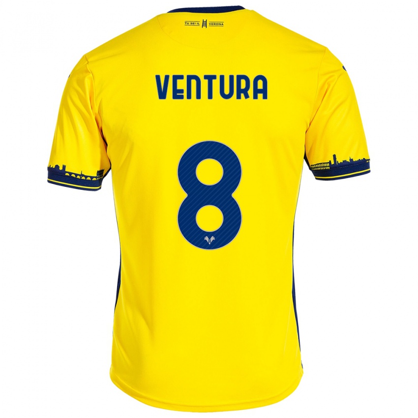 Hombre Camiseta Ciro Ventura #8 Amarillo 2ª Equipación 2023/24 La Camisa Chile