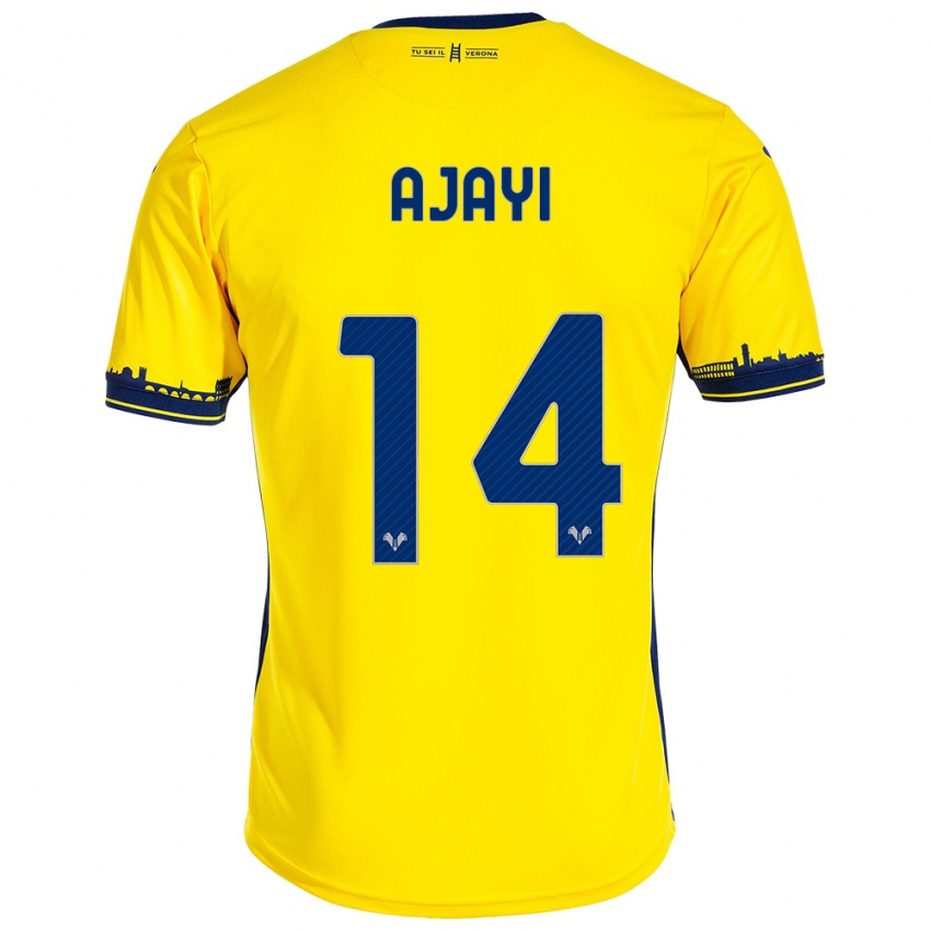 Hombre Camiseta Junior Ajayi #14 Amarillo 2ª Equipación 2023/24 La Camisa Chile