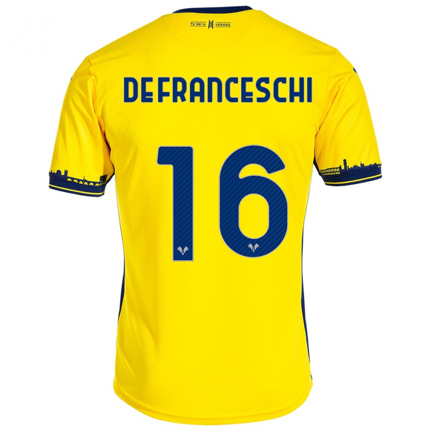 Hombre Camiseta Edoardo De Franceschi #16 Amarillo 2ª Equipación 2023/24 La Camisa Chile