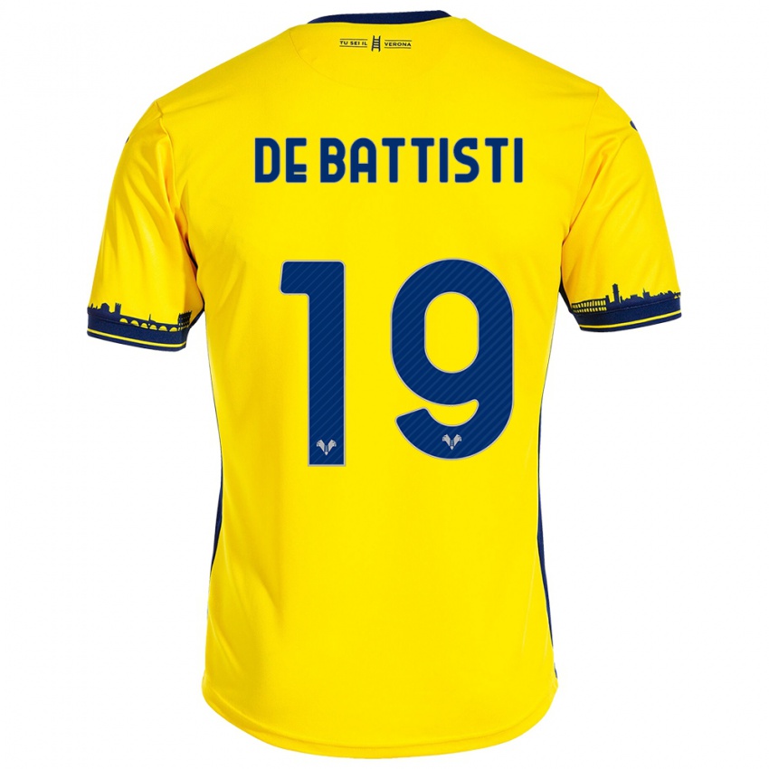 Hombre Camiseta Davide De Battisti #19 Amarillo 2ª Equipación 2023/24 La Camisa Chile