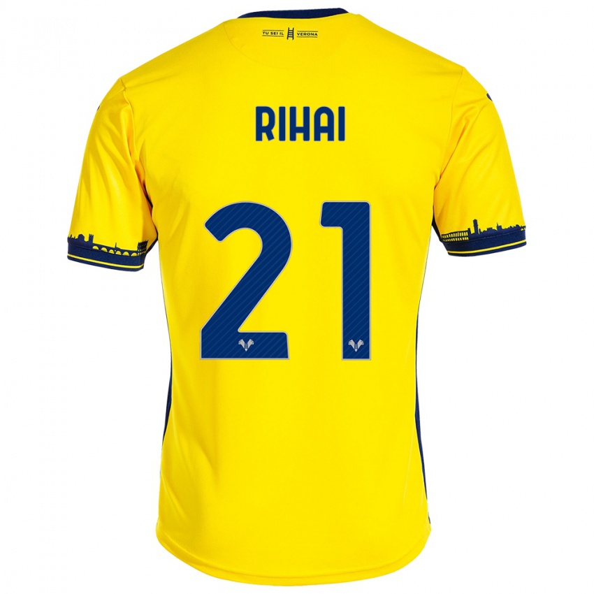 Hombre Camiseta Aiman Rihai #21 Amarillo 2ª Equipación 2023/24 La Camisa Chile