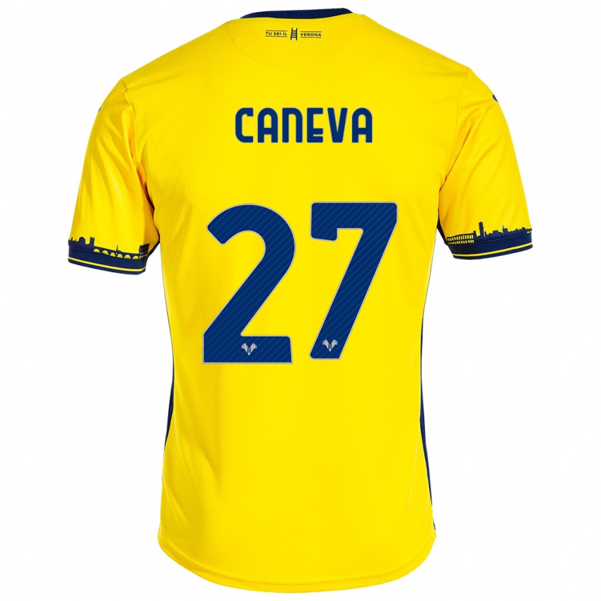 Hombre Camiseta Elia Caneva #27 Amarillo 2ª Equipación 2023/24 La Camisa Chile