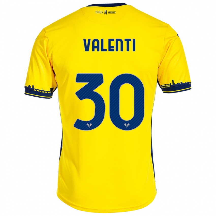 Hombre Camiseta Francesco Valenti #30 Amarillo 2ª Equipación 2023/24 La Camisa Chile