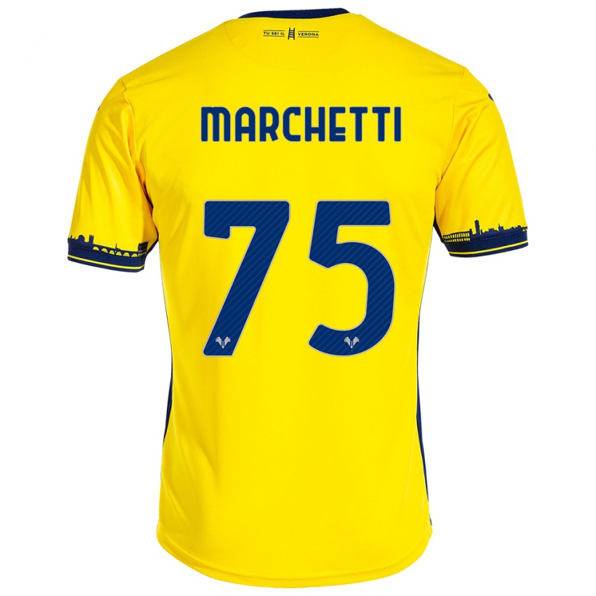 Hombre Camiseta Nicolò Marchetti #75 Amarillo 2ª Equipación 2023/24 La Camisa Chile