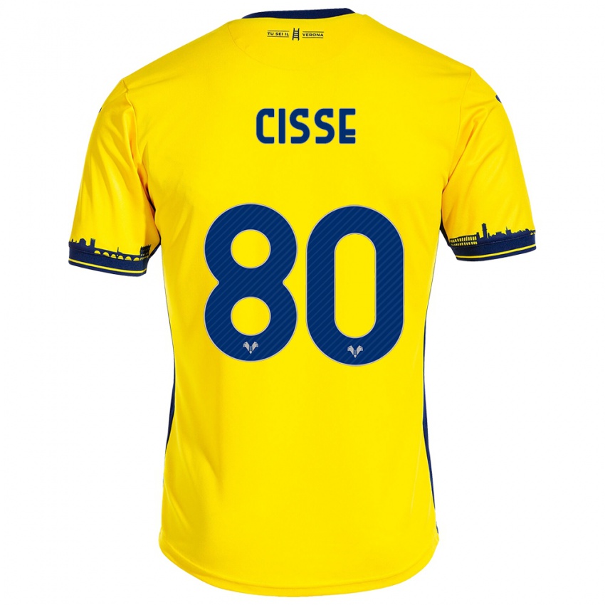 Hombre Camiseta Alphadjo Cissè #80 Amarillo 2ª Equipación 2023/24 La Camisa Chile