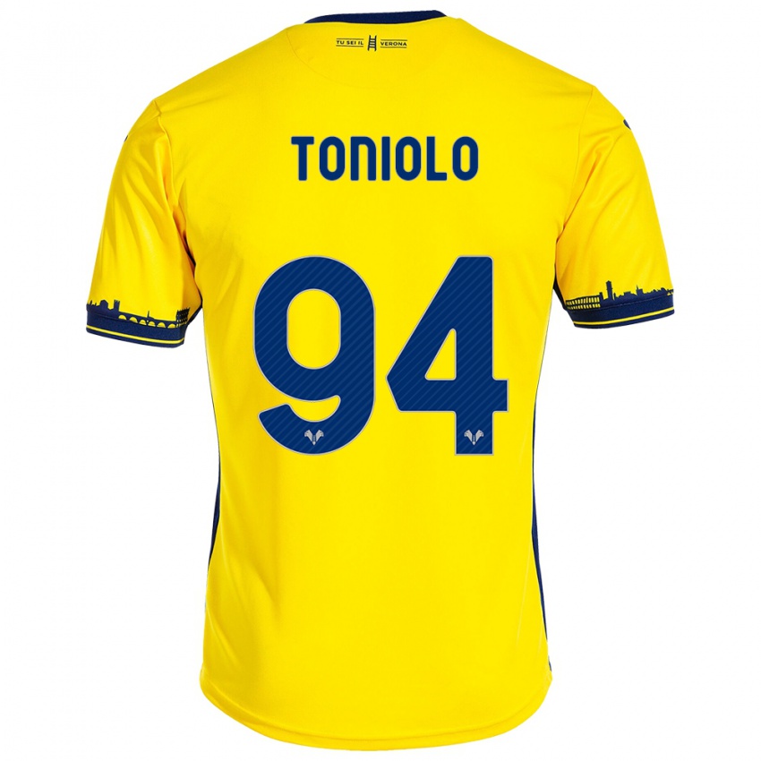 Hombre Camiseta Giacomo Toniolo #94 Amarillo 2ª Equipación 2023/24 La Camisa Chile