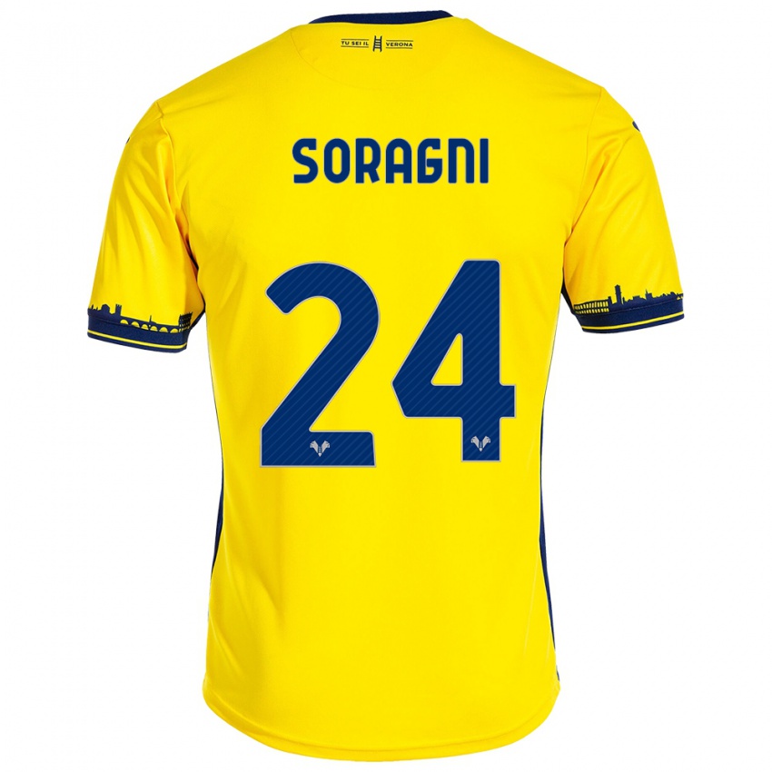 Hombre Camiseta Alberto Soragni #24 Amarillo 2ª Equipación 2023/24 La Camisa Chile