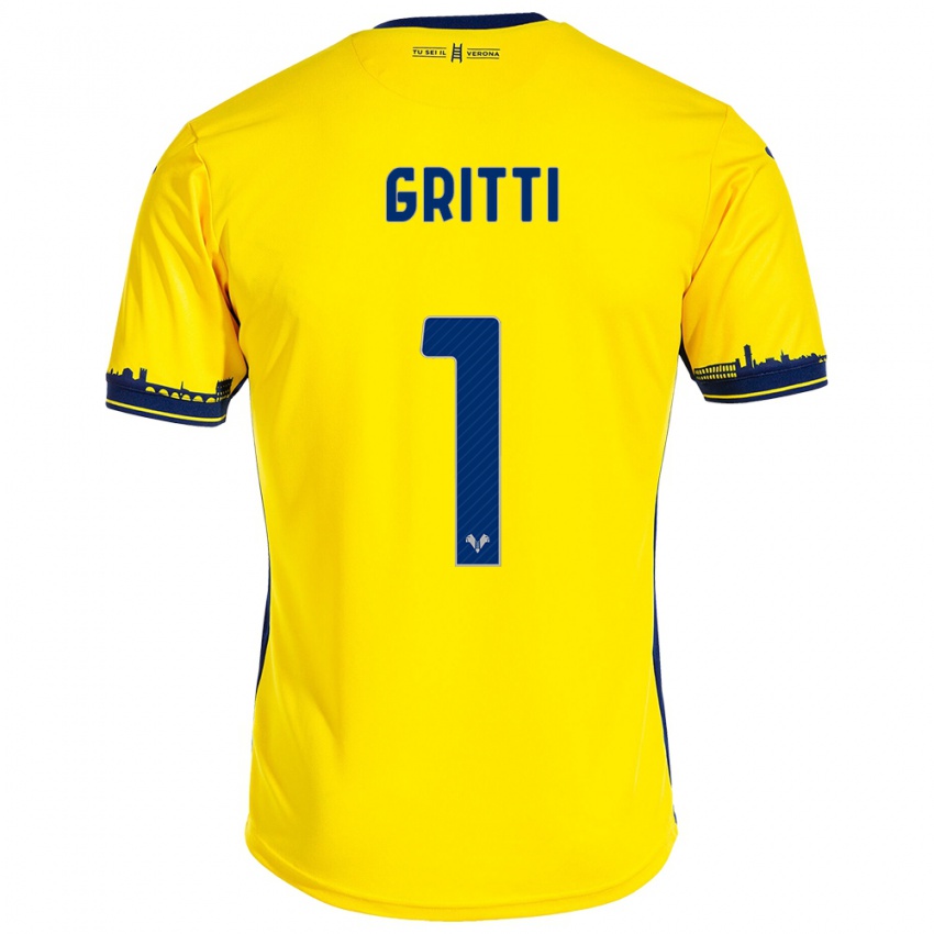 Hombre Camiseta Alessia Gritti #1 Amarillo 2ª Equipación 2023/24 La Camisa Chile