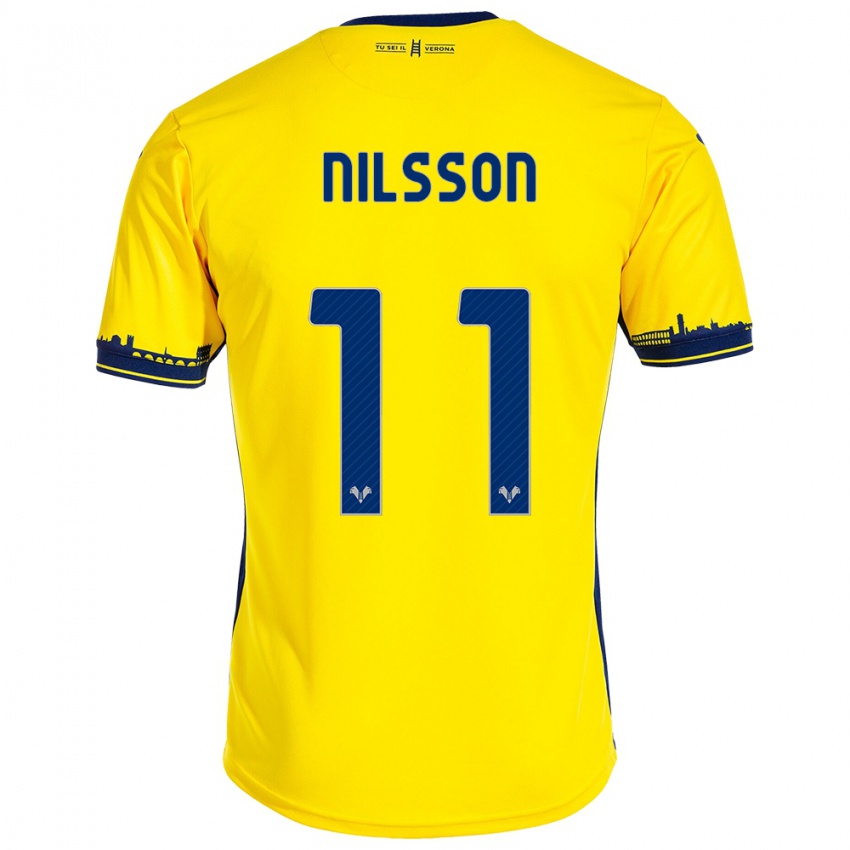 Hombre Camiseta Sara Nilsson #11 Amarillo 2ª Equipación 2023/24 La Camisa Chile