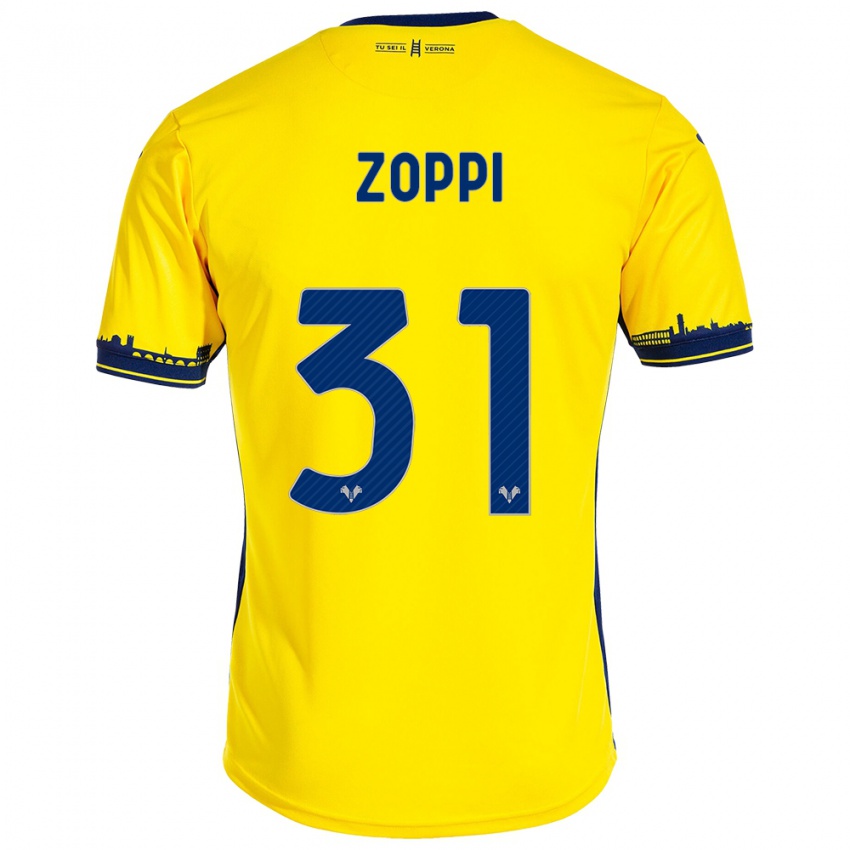 Hombre Camiseta Sofia Zoppi #31 Amarillo 2ª Equipación 2023/24 La Camisa Chile