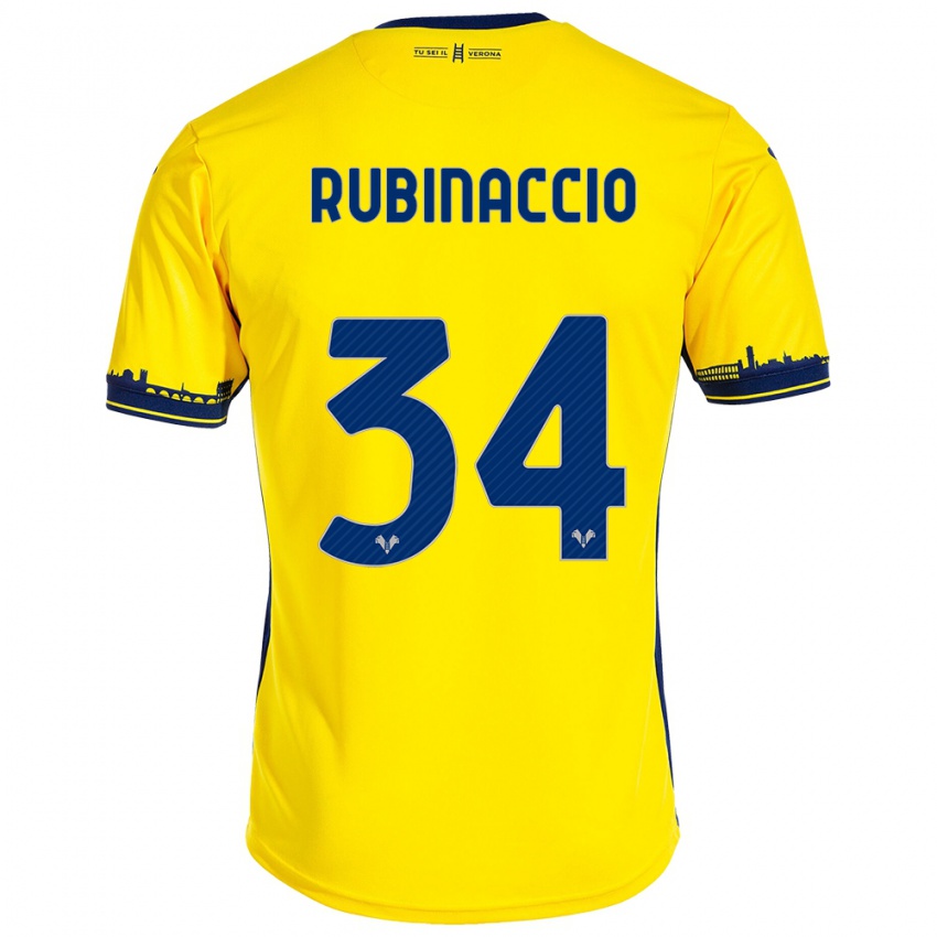 Hombre Camiseta Nikol Rubinaccio #34 Amarillo 2ª Equipación 2023/24 La Camisa Chile