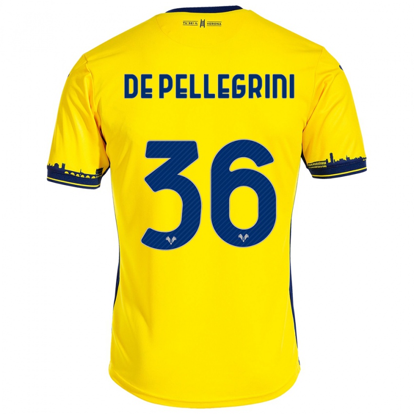 Hombre Camiseta Erika De Pellegrini #36 Amarillo 2ª Equipación 2023/24 La Camisa Chile