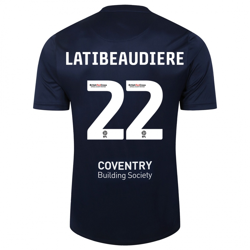 Hombre Camiseta Joel Latibeaudiere #22 Rojo Azul Marino 2ª Equipación 2023/24 La Camisa Chile