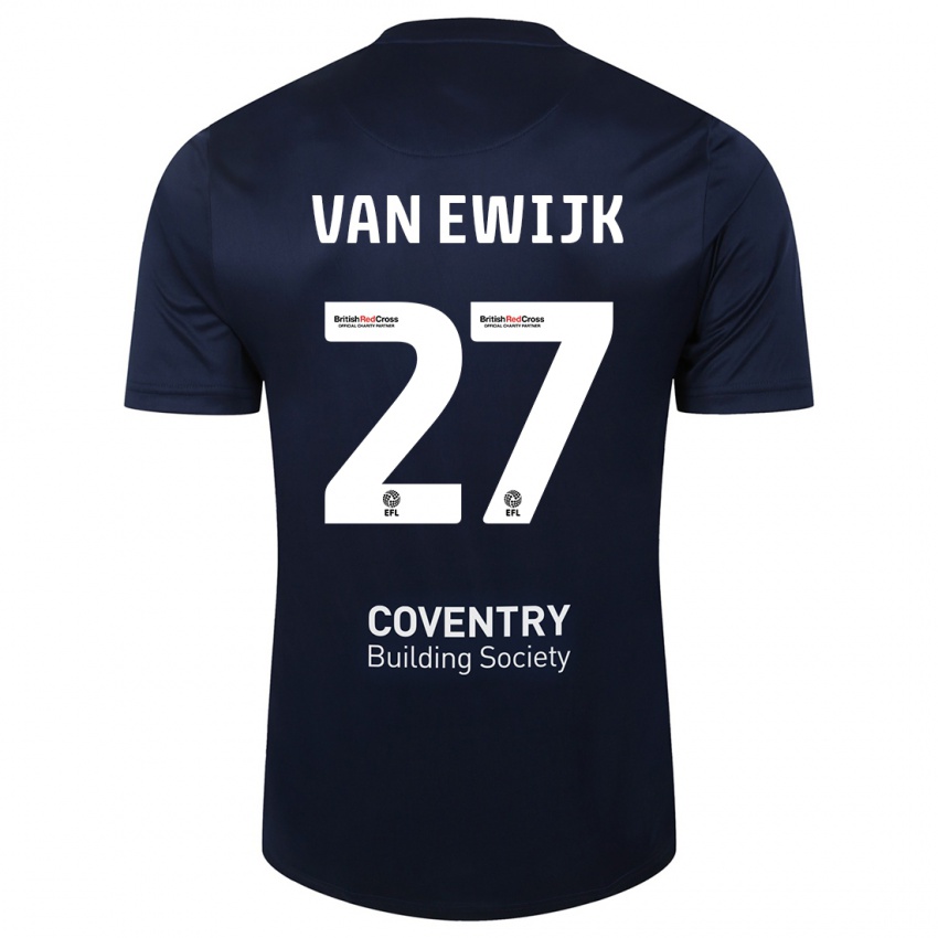 Hombre Camiseta Milan Van Ewijk #27 Rojo Azul Marino 2ª Equipación 2023/24 La Camisa Chile