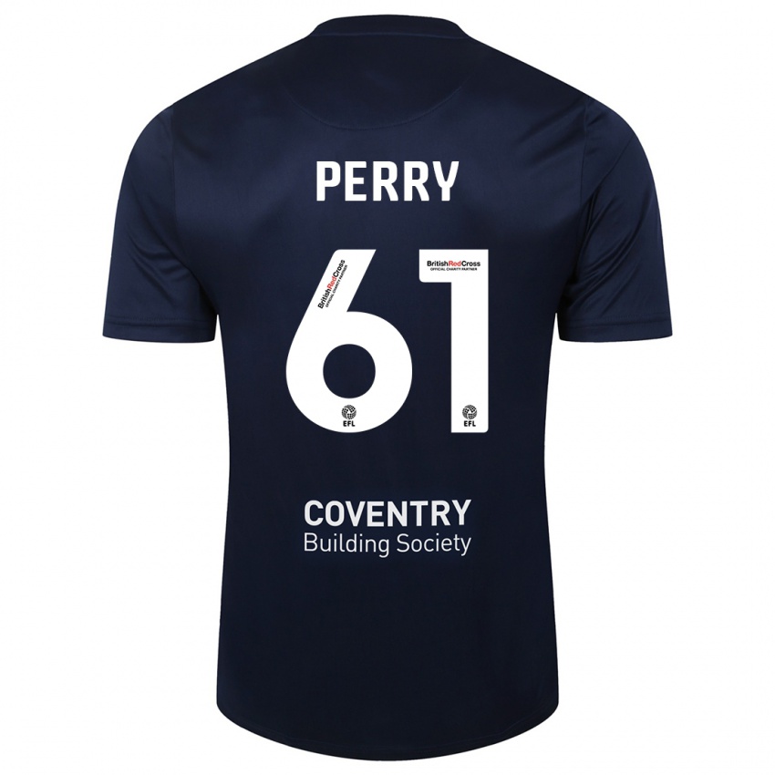 Hombre Camiseta Callum Perry #61 Rojo Azul Marino 2ª Equipación 2023/24 La Camisa Chile