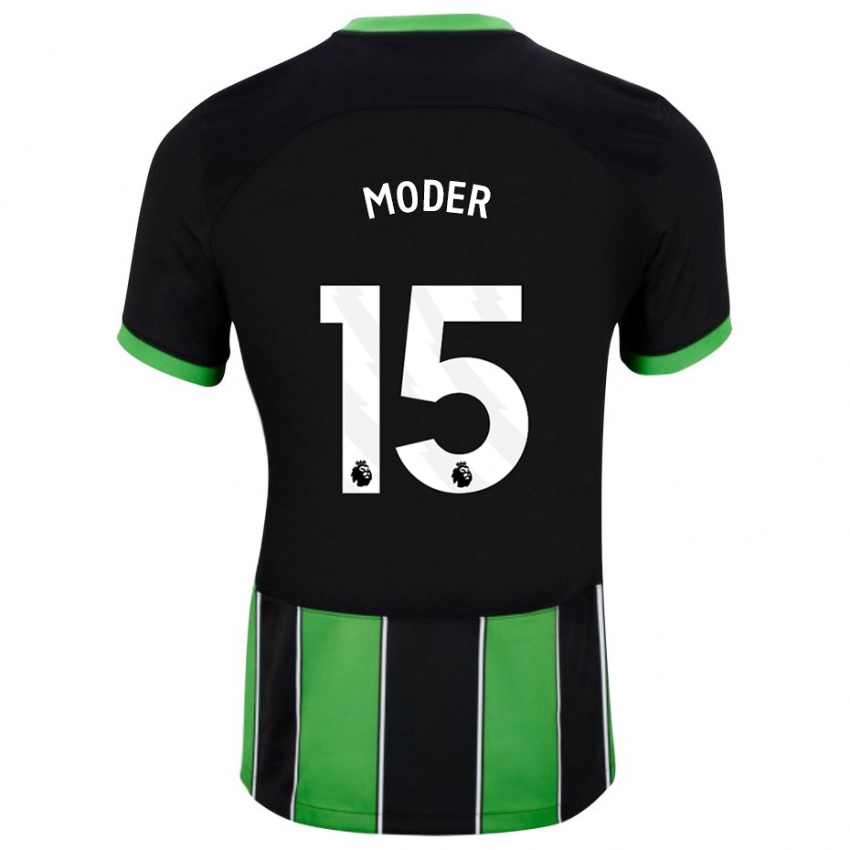 Hombre Camiseta Jakub Moder #15 Verde Negro 2ª Equipación 2023/24 La Camisa Chile