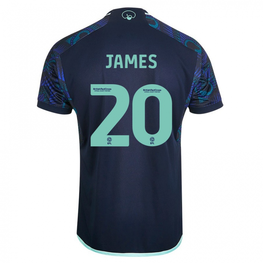 Hombre Camiseta Daniel James #20 Azul 2ª Equipación 2023/24 La Camisa Chile