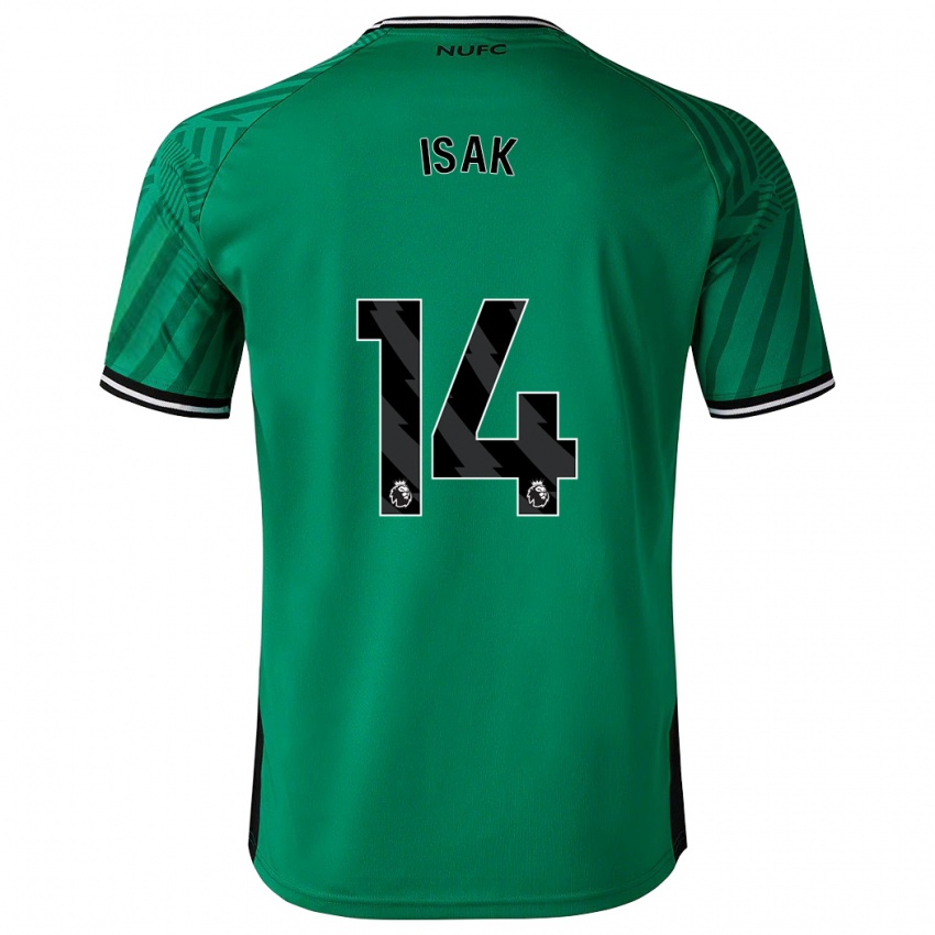 Hombre Camiseta Alexander Isak #14 Verde 2ª Equipación 2023/24 La Camisa Chile