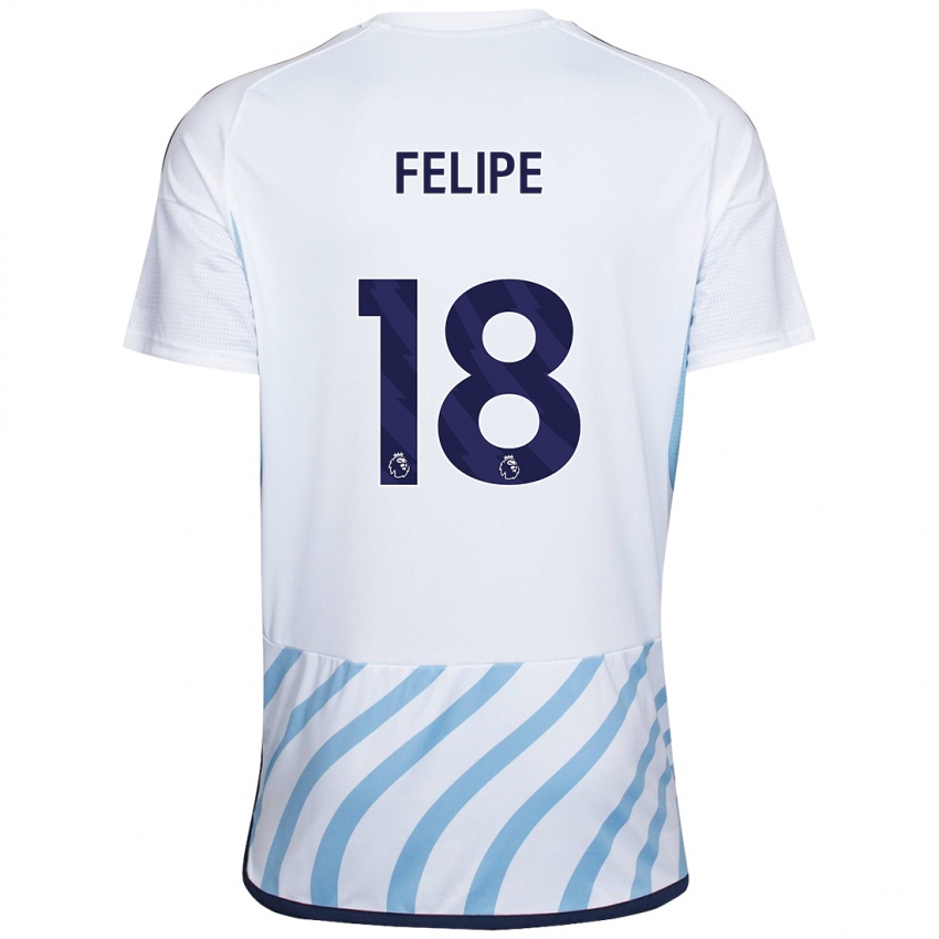Hombre Camiseta Felipe #18 Blanco Azul 2ª Equipación 2023/24 La Camisa Chile