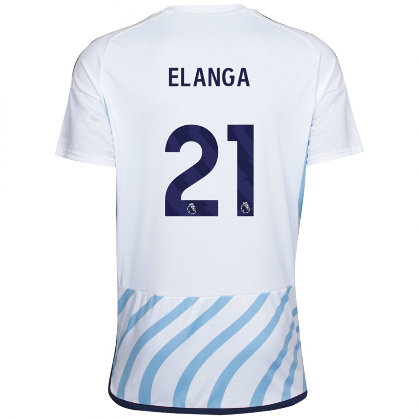 Hombre Camiseta Anthony Elanga #21 Blanco Azul 2ª Equipación 2023/24 La Camisa Chile